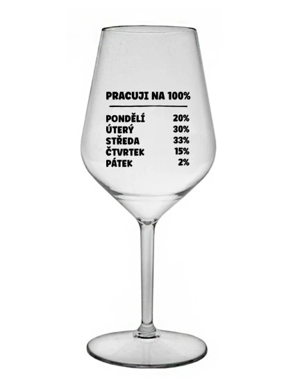 PRACUJI NA 100% - čirá nerozbitná sklenice na víno 470 ml PRACUJI NA 100% - čirá nerozbitná sklenice na víno 470 ml