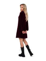 Dámske zamatové šaty M767 bordová - MOE Dámske zamatové šaty M767 bordová - MOE