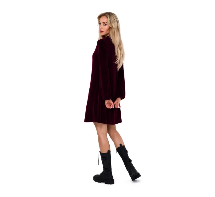 Dámske zamatové šaty M767 bordová - MOE Dámske zamatové šaty M767 bordová - MOE