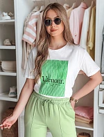 Dámske bavlnené tričko s potlačou LAMOUR biele FashionStreet RY2586