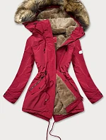 Dámska parka s kožušinovou podšívkou červená (m-21207)