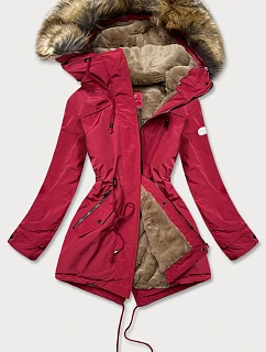 Dámska parka s kožušinovou podšívkou červená (m-21207)