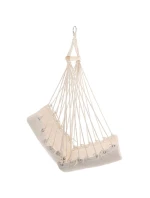 BRAZÍLSKA ZÁVESNÁ SEDACIA SEDAČKA HAMAK 100x50 cm PRÍRODNÉ S PUSHION PUSH WHITE