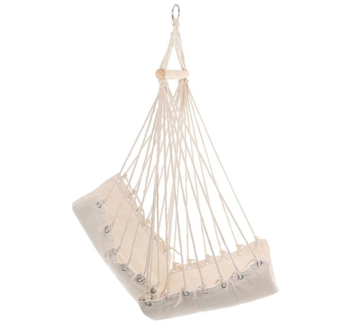 BRAZÍLSKA ZÁVESNÁ SEDACIA SEDAČKA HAMAK 100x50 cm PRÍRODNÉ S PUSHION PUSH WHITE