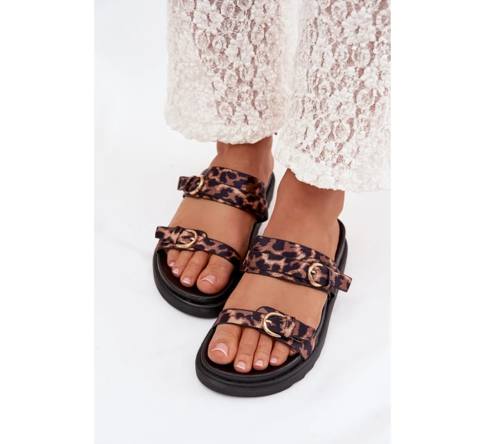 Dámské sandály s pásky a zlatými sponami Leopard model 22032147 - Boto