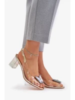 Transparentné sandále na podpätku Butterfly D&A Gold Transparentné sandále na podpätku Butterfly D&A Gold