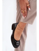 Dámské kožené baleríny s ozdobou D&A – černé