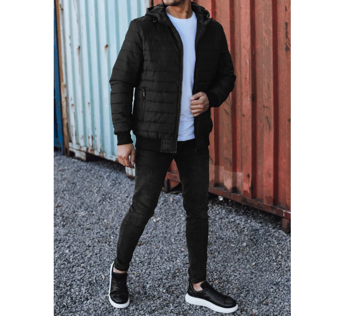 Pánská přechodná prošívaná bunda s kapucí černá Dstreet model 21980989 - FashionStreet Pánská přechodná prošívaná bunda s kapucí černá Dstreet model 21980989 - FashionStreet