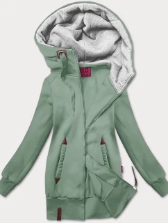 Šedo-zelená hladká dámska mikina s kapucňou LHD (AMG169)