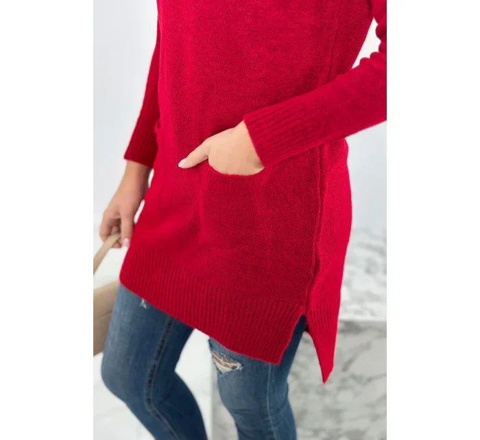 Sveter so stojačikom červený Sveter so stojačikom červený