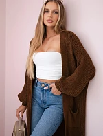 Sveter dlhý kardigán čokoládový
