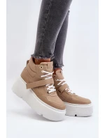 Zazoo 3450 Skórzane Sneakersy Damskie Beżowe