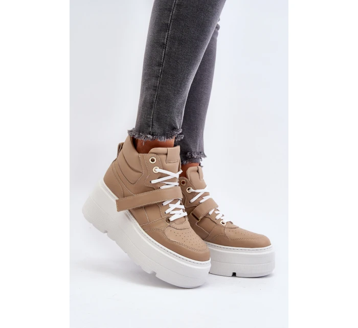 Zazoo 3450 Skórzane Sneakersy Damskie Beżowe