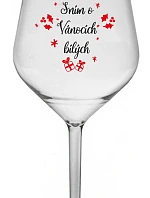 SNÍM O VÁNOCÍCH BÍLÝCH - čirá nerozbitná sklenice na víno 470 ml
