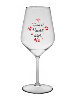 SNÍM O VÁNOCÍCH BÍLÝCH - čirá nerozbitná sklenice na víno 470 ml