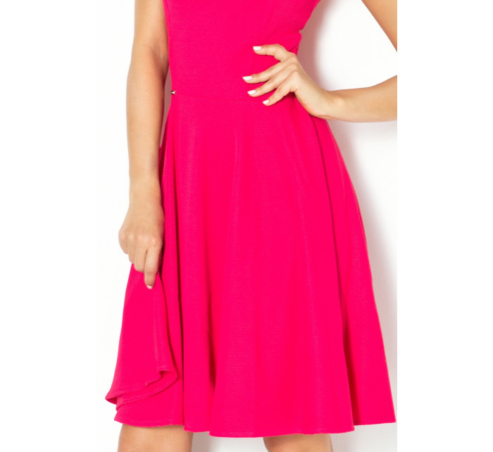 Spoločenské šaty luxusné s kolovou sukňou stredne dlhé malinové - Malinová / S - Numoco