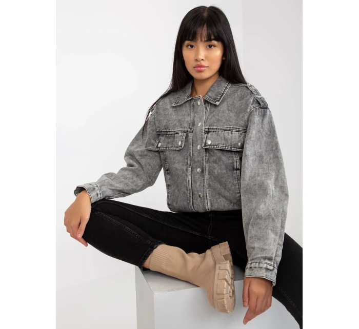 Dámska džínsová bunda EM KR H1830.88 Šedé džínsy - Cimini