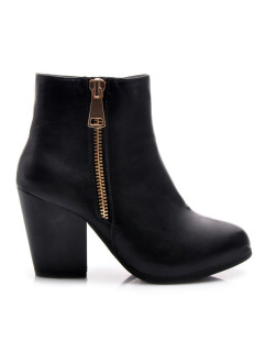 černé kotníčkové dámské boty s zipem model 1659903 - AMERICAN CLUB