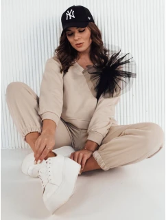 Dámska béžová mikina FILAN s výstrihom FashionStreet BY1259