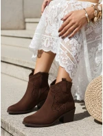 Dámske semišové ažurové boho hnedé čižmy FashionStreet ZY1356