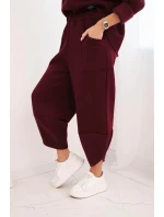 Dámska tepláková súprava z hrubšieho materiálu so širokými nohavicami bordová Dámska tepláková súprava z hrubšieho materiálu so širokými nohavicami bordová