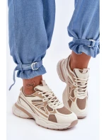 Dámské sportovní šněrovací boty Béžove model 21626276 - Boto