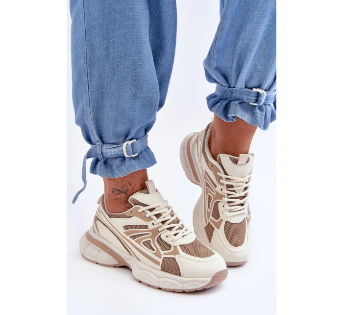 Dámské sportovní šněrovací boty Béžove model 21626276 - Boto