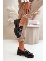 Damskie Skórzane Mokasyny Z Ozdobą CheBello 4369 Czarne