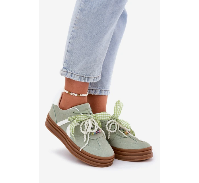 Dámské Tenisky Na Platformě S Ozdobami Zelené model 21688382 - Boto