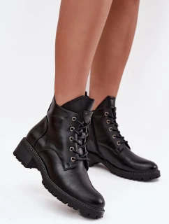 Zateplené dámské kotníkové boty na klínku model 21707673 Černé - VINCEZA