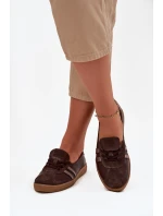 Kožené semišové dámské polobotky typu barefoot model 21744462 čokoládové - Zazoo