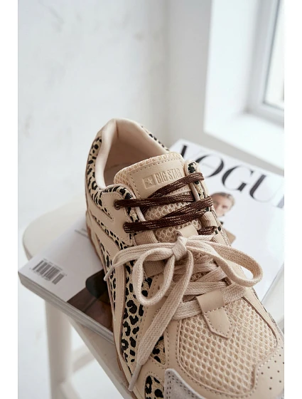 Semišové kožené dámske tenisky Big Star TT274549 beige