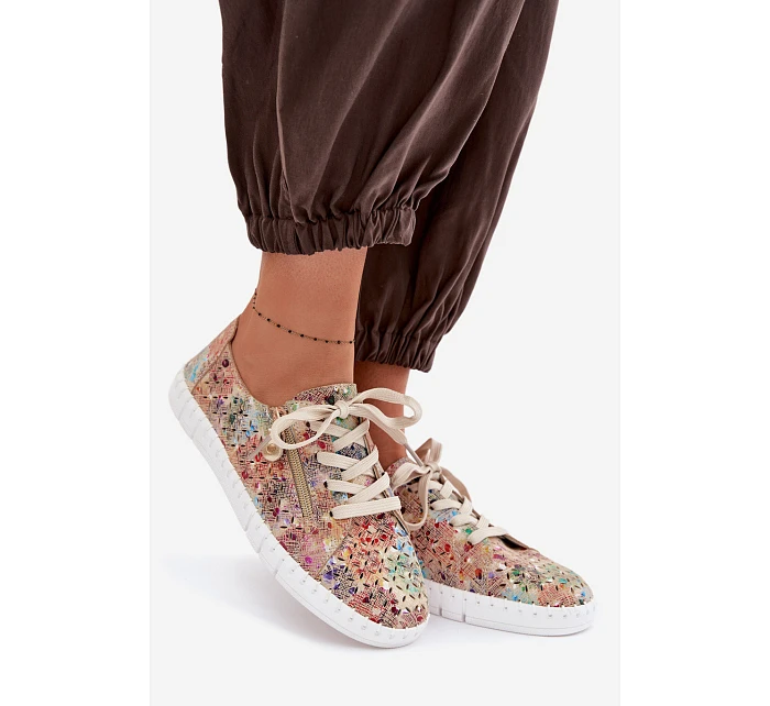 Otevřené polobotky z přírodního semiše vícebarevné Kamelia