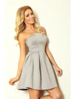 Dámske spoločenské neoprén šaty korzetové GORZET krátke sivé - Šedá / L - Numoco