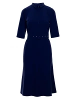 Dámske šaty s opaskom S231 tmavomodré - Stylove