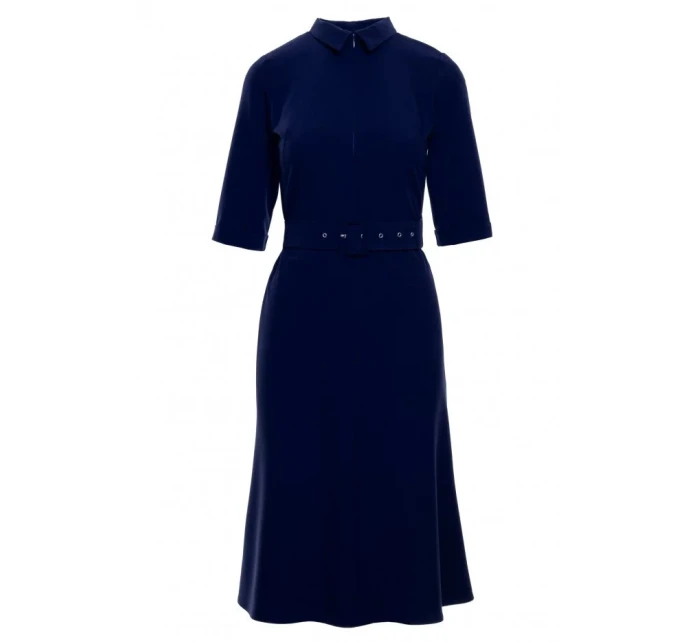 Dámske šaty s opaskom S231 tmavomodré - Stylove