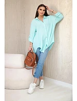 Bavlnená mušelínová košeľa Art208 tyrkysová - Kesi