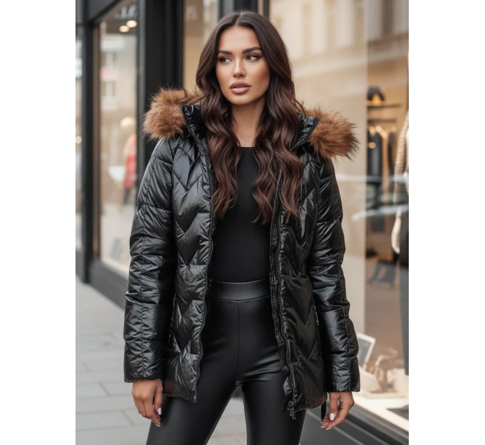 Dámská zimní bunda s kožešinou černá Dstreet model 21995457 - FashionStreet