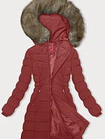 Dámska zimná páperová bunda tmavočervená (LHD-23032)