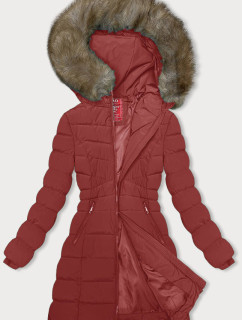 Tmavo červená páperová dámska zimná bunda (LHD-23032)