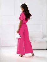 Dámská souprava ve fuchsijové barvě top a široké kalhoty model 20070373 - Moon Dámská souprava ve fuchsijové barvě top a široké kalhoty model 20070373 - Moon
