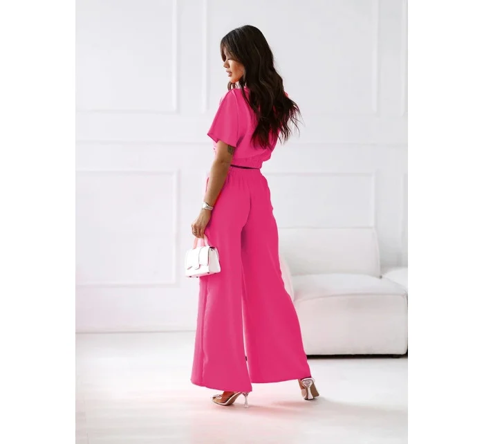 Dámská souprava ve fuchsijové barvě top a široké kalhoty model 20070373 - Moon Dámská souprava ve fuchsijové barvě top a široké kalhoty model 20070373 - Moon