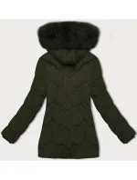 Dámska zimná plus size bunda v khaki farbe s kapucňou S'west (B8300-11)