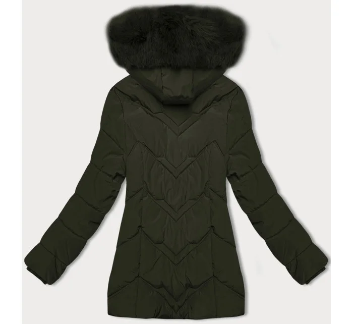 Dámska zimná plus size bunda v khaki farbe s kapucňou S'west (B8300-11)