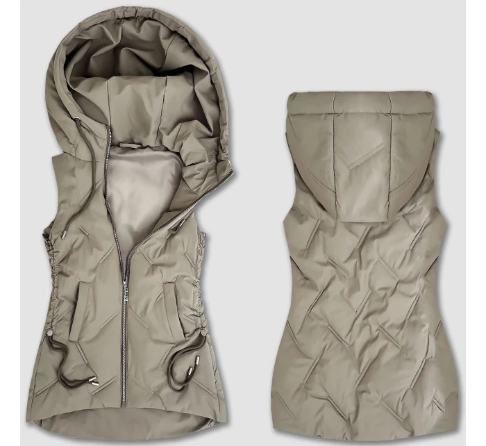 Béžová dámska vesta so šnúrkou (B8381-12)