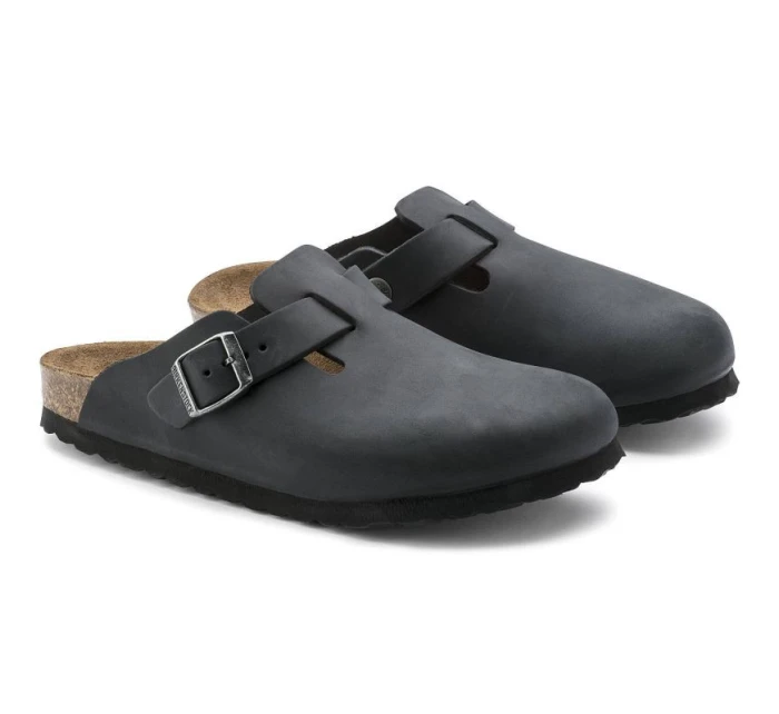 žabky Boston Black leather model 21350988 - Birkenstock