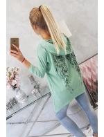 Tmavá mätová mikina s potlačou krídel