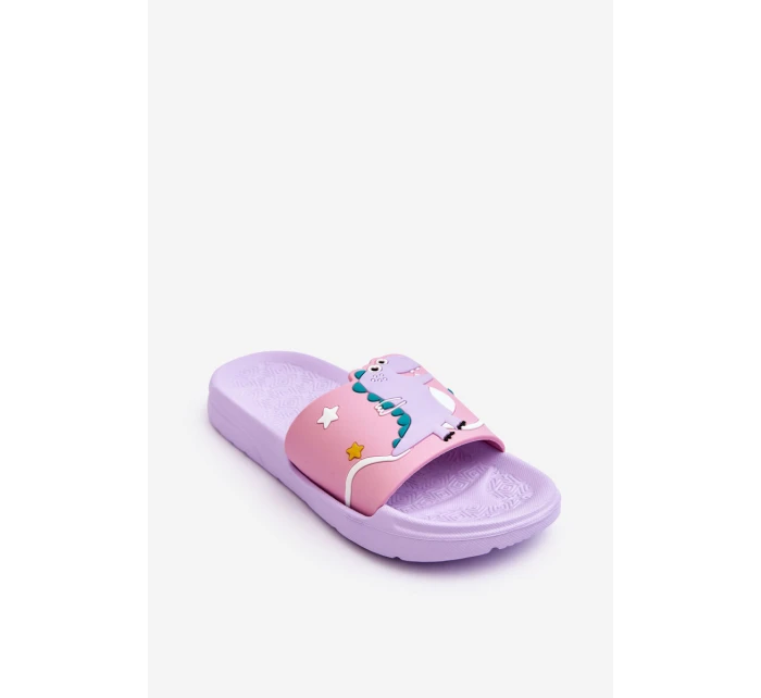 Dziecięce Klapki Dinozaur T-Rex Fioletowe Bernis