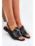 Kožené ploché sandály model 21664449 černé - Zazoo