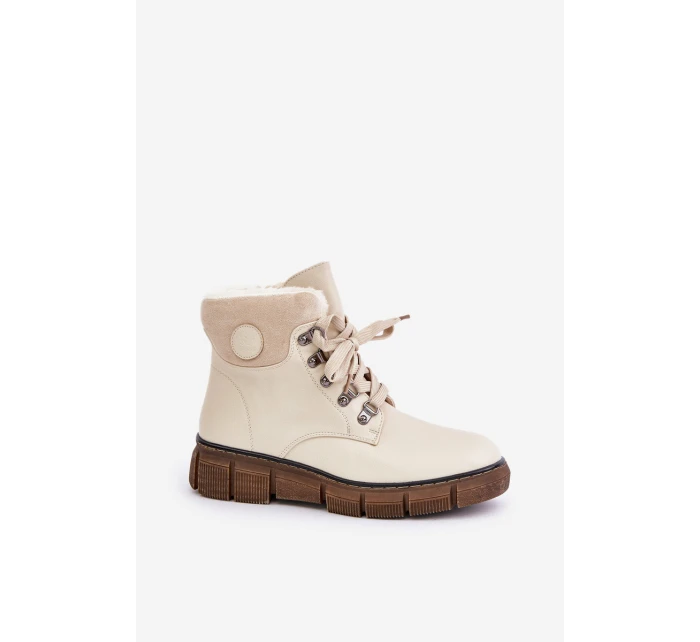 Damskie Ocieplane Botki Trapery Na Zamek Beżowe Mevanisa Damskie Ocieplane Botki Trapery Na Zamek Beżowe Mevanisa